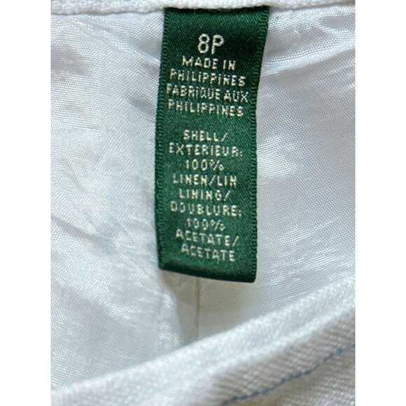 Lauren Ralph Lauren Womens White & Blue Striped Linen  Wide-Leg Pants - Picture 9 of 16